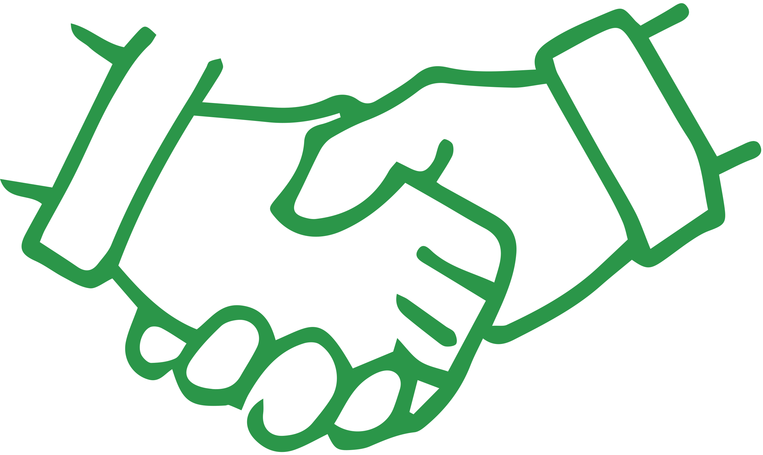 Green outline of 2 hands shaking